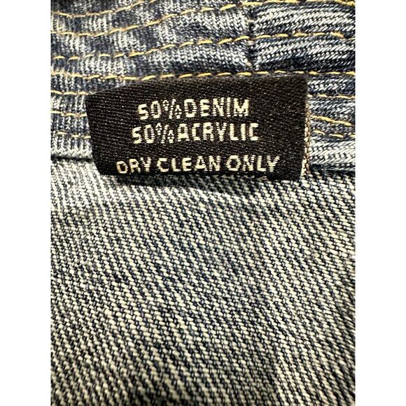 Saachi – Mixed Media Denim Knit Cardigan – Blue/Charcoal – One Size - Picture 3 of 5